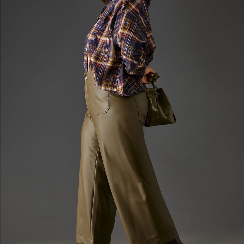 Anthropologie Maeve The Colette Olive Green Wide-Leg Pants size 23 - Picture 8 of 14
